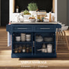 Stainless Steel Kitchen Island with Storage and Stainless Steel Top, Kitchen Trolley with Drawers, Cabinets, Towel Rack, Blue