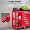 7-Drawer Rolling Tool Chest with Detachable Side Shelf, Lockable Tool Cabinet Box Organizer with Wheels, Red