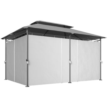 10' x 13' Double Roof Patio Gazebo, Outdoor Gazebo with Curtains, for Garden, Lawn, Backyard and Deck