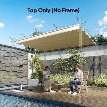 8.2' x 8.4' Retractable Pergola Canopy Replacement, Fit 10' x 10' Frame, Pergola Cover Replacement Top Only, Beige