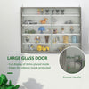 5-Tier Display Cabinet, Shot Glass Display Case, Glass Curio Cabinet with 2 Glass Doors and 4 Adjustable Shelves, White