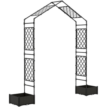 Garden Arch Outdoor Trellis Arbor with 2 Planter Boxes, 90.6