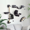 Cat Wall Shelf with Scratching Post, Play Balls, Platforms, Dark Grey