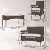 4 Pieces Wicker Outdoor Balcony Furniture Set Rattan Patio Furniture Set with Loveseat Chairs Glass Coffee Table