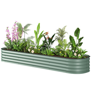 7.9 x 2 x 1ft Galvanized Raised Garden Bed Kit, Metal Planter Box with Safety Edging, Green