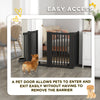 Free Standing Wooden Pet Gate Indoor Dog Barrier Foldable Step Over Doorway Fence Safety Gate with Open Door