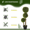 35 Inch Potted Fake Plant, Artificial Boxwood Topiary Tree, Triple Ball Tree for Indoor and Outdoor, Green