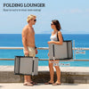 Outdoor Lounge Chair Set of 2, Folding Chaise Lounge Tanning Chair with Cushion, Side Pocket, Brown/Blue