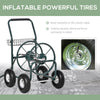 Garden Hose Reel Cart, Portable Hose Organizer with Hose Guide System, 4 Wheels & Storage Basket for Yard, Garden, Farm