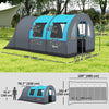 5-6 Person Camping Tent with Living Room and Bedroom, 3000mm Waterproof Tunnel Large Family Tent, Grey and Blue