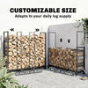 4 ft Firewood Rack with Customisable Width & Height, Cable Reinforcement, 616 lb Capacity Log Store Indoors, Black
