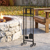 Fireplace Tools Set 5 Pieces Metal Fire Place Kit with Brush, Shovel, Poker, A Pair of Tongs, Stand, Black