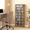 8-Tier DVD Shelf with 6 Adjustable Shelves, Slim CD Shelf, Holds 360 CDs, 185 DVDs or 185 Blu-rays, Rustic Brown