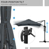 10x10ft Cantilever Umbrella Rotatable Square Market Parasol, 4 Adjustable Angle for Outdoor Backyard Patio Dark Grey