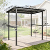 9' x 6' Hardtop Grill Gazebo, BBQ Gazebo with 2 Side Shelves and Galvanized Metal Slope Roof, Black