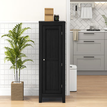 Kitchen Pantry Storage Cabinet with Adjustable Shelves, Small Storage Cabinet with Door and Shelves, Black