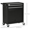 2-Drawer Rolling Tool Chest on Wheels, Metal Tool Cabinet for Warehouse, Workshop and Garage, Black