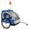 Aosom 2-Seat Child Bike Trailer for Kids with a Strong Steel Frame, 5-Point Safety Harnesses, & Comfortable Seat, Blue