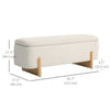 Storage Ottoman with Linen-Look Upholstery, Storage Bench with Safety Hinges and Wooden Legs for Bedroom, Cream White