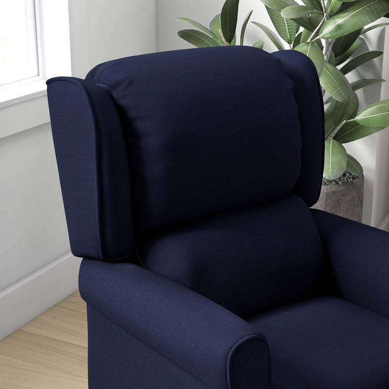 Massage Recliner Chair for Living Room, Push Back Recliner Sofa, Suede Wingback Reclining Chair with Extendable Footrest, Wood Legs, Remote Control, Side Pockets, Blue