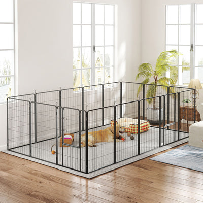 16 Panels Dog Playpen with Strap, Portable & DIY, for Large Dogs, for Yard, RV, Camping, Garden, 47
