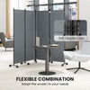 Folding Room Divider with Castor Wheels, Rolling Privacy Screen for Home Office Bedroom, 5.6ft Tall