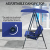 2-Seater Outdoor Porch Swing with Adjustable Canopy, Patio Swing Chair for Garden, Poolside, Backyard, Dark Blue