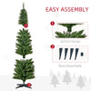 6' Pre Lit Artificial Pencil Christmas Trees, Xmas Tree with Realistic Branches and Warm White LED Lights, Green