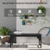 Wooden Garden Bench, Patio Double Park Bench with Slatted Seat, Front Porch Backless Bench, Black