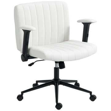 Criss Cross Chair with Flip-up Armrests, Wheels, Wide Office Chair with Adjustable Height, Tilting, Cream White