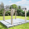 10' x 10' Outdoor Gazebo, Retractable Pergola Canopy with Curtains, UPF30+ Free Standing Metal Pergola Kit