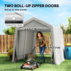 7.9' x 6.6' Garden Storage Tent, Patio Storage Shelter w/ Metal Frame and Double Zipper Doors, Light Grey
