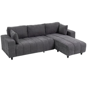 Sectional Couch with Integrated Seat, 3 Seater L-Shaped Sofa with Changeable Chaise, Spring Cushion, 2 Pillows