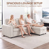 Modular Sectional Sofa Bed with Reversible Storage Ottoman, Pull Out Sleeper Sofa with Spring Cushion, Beige