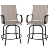Outdoor Bar Stools Set of 2, 360° Swivel Bar Height Chairs, 26.8