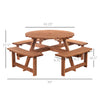 8 Seater Round Wooden Pub Bench & Picnic Table, Patio Dining Set for Outdoor Patio (Umbrella Not Included)