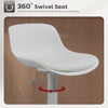 Counter Height Bar Stools Set of 2, Streamlined Bar Chairs with Adjustable Height and Swivel PU Leather Seat, White