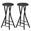Set of 2 Foldable Barstools, Counter Height Bar Stools with Footrest and Steel Legs for Kitchen Island, Black