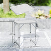 Folding Adjustable Patio Picnic Table Portable Camping Dining Lunch Table Aluminum Frame Silver