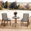 3 Pieces Bistro Set, Small Patio Furniture Set with Stackable Mesh Chairs, Glass Table for Garden, Balcony, Black