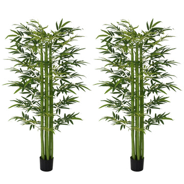 6 FT Artificial Tree Bamboo Tree Fake Plants in Pot for Home Office Living Room Decor, Green