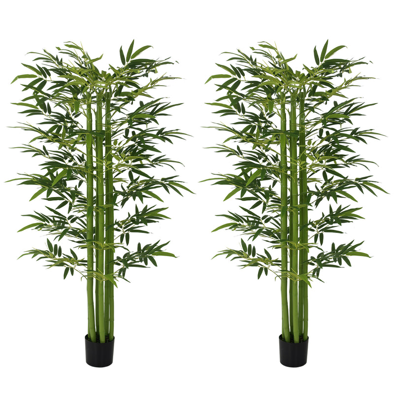 6 FT Artificial Tree Bamboo Tree Fake Plants in Pot for Home Office Living Room Decor, Green