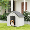 Large Plastic Dog House Outdoor Indoor, Water Resistant Puppy Shelter with Base Support, 34.6