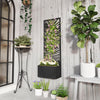 Raised Garden Bed with Outdoor Privacy Screen, Metal Planter Box with Trellis, Wall-Mounted or Freestanding, Black