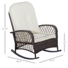 Rattan Rocking Chair, Outdoor Wicker Patio Rocker Chair Furniture with Thick Cushions, for Garden Backyard Porch, Cream White