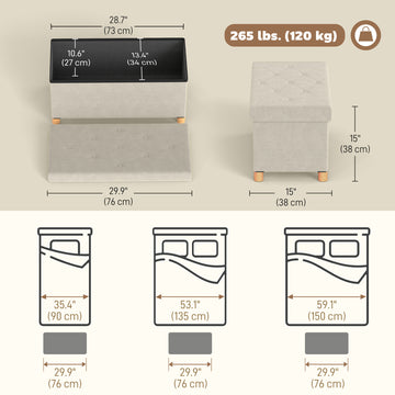Storage Ottoman Bench, Velvet Upholstered Foldable Ottoman Footrest, Foot Stool with Wood Legs for Living Room, Bedroom
