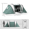 Camping Tent with 2 Bedrooms and Living Area, 3000mm Waterproof Family Tent, for Fishing Hiking Festival, Army Green
