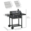 Charcoal BBQ Grill Smoker with Adjustable Charcoal Pan and Galvanised Steel Shell, Barbecue Grill Trolley with Storage