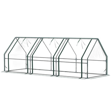 Portable Mini Greenhouse Tunnel Growing Tent Plants Flower Warm House w/ Zippered Roll-up Doors, Clear