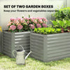 Set of 2 Galvanized Metal Planters for Outdoor Plants, 4' x 2' x 2' Raised Garden Bed, Distressed Dark Brown